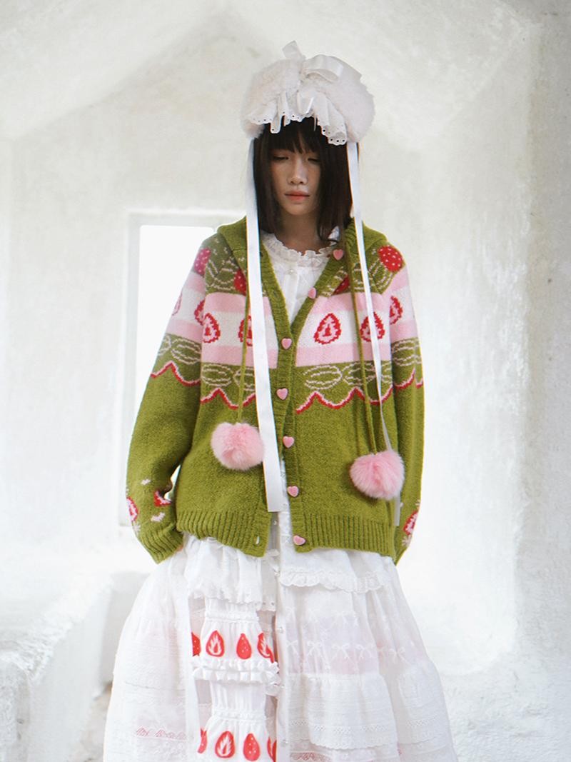 Daytoday Hooded Fair Isle Fruit Jacquard Women&