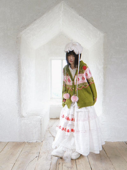 Daytoday Hooded Fair Isle Fruit Jacquard Women&