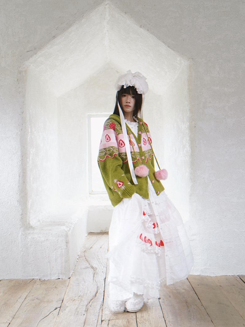 Daytoday Hooded Fair Isle Fruit Jacquard Women&