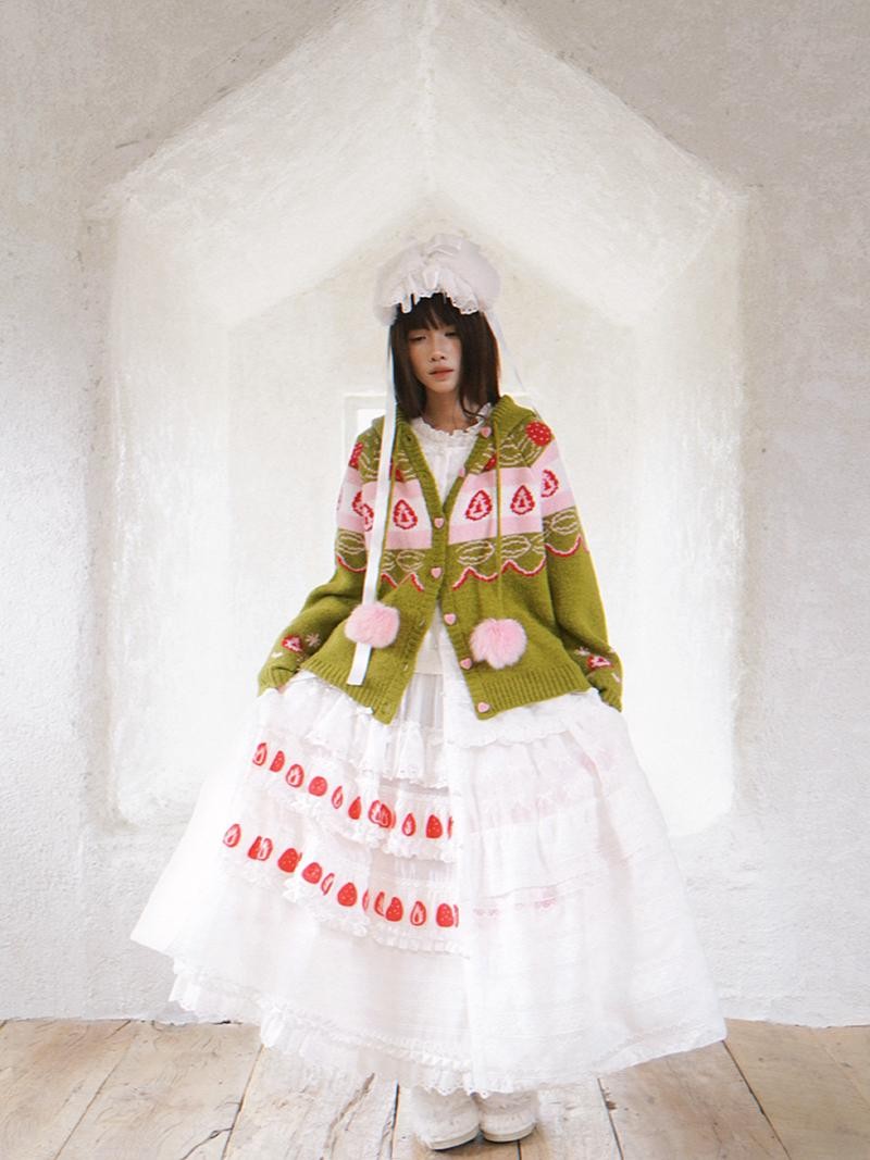 Daytoday Hooded Fair Isle Fruit Jacquard Women&