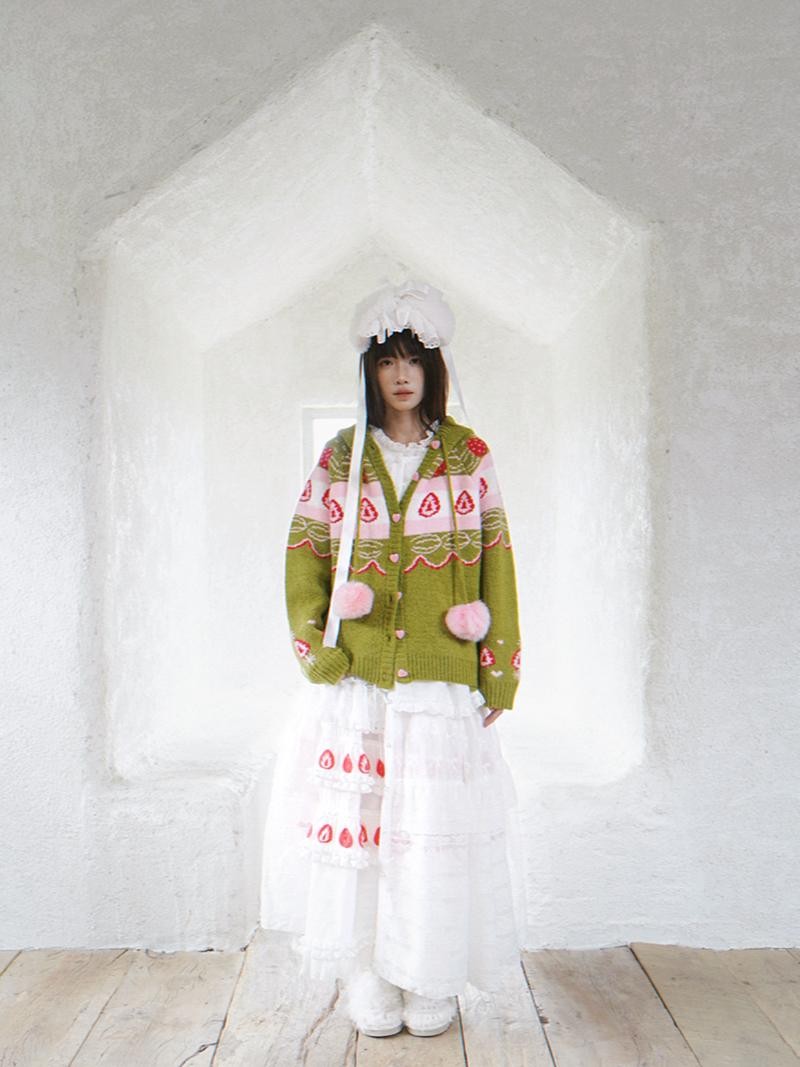 Daytoday Hooded Fair Isle Fruit Jacquard Women&