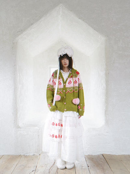 Daytoday Hooded Fair Isle Fruit Jacquard Women&