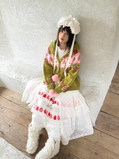 Daytoday Hooded Fair Isle Fruit Jacquard Women&
