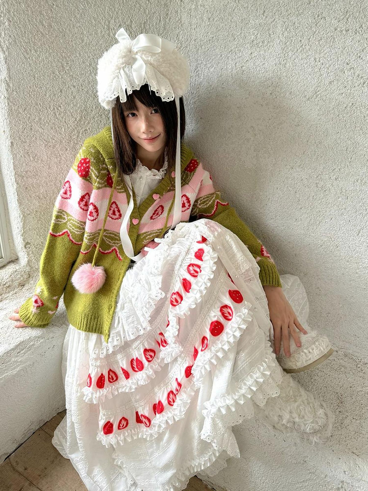 Daytoday Hooded Fair Isle Fruit Jacquard Women&