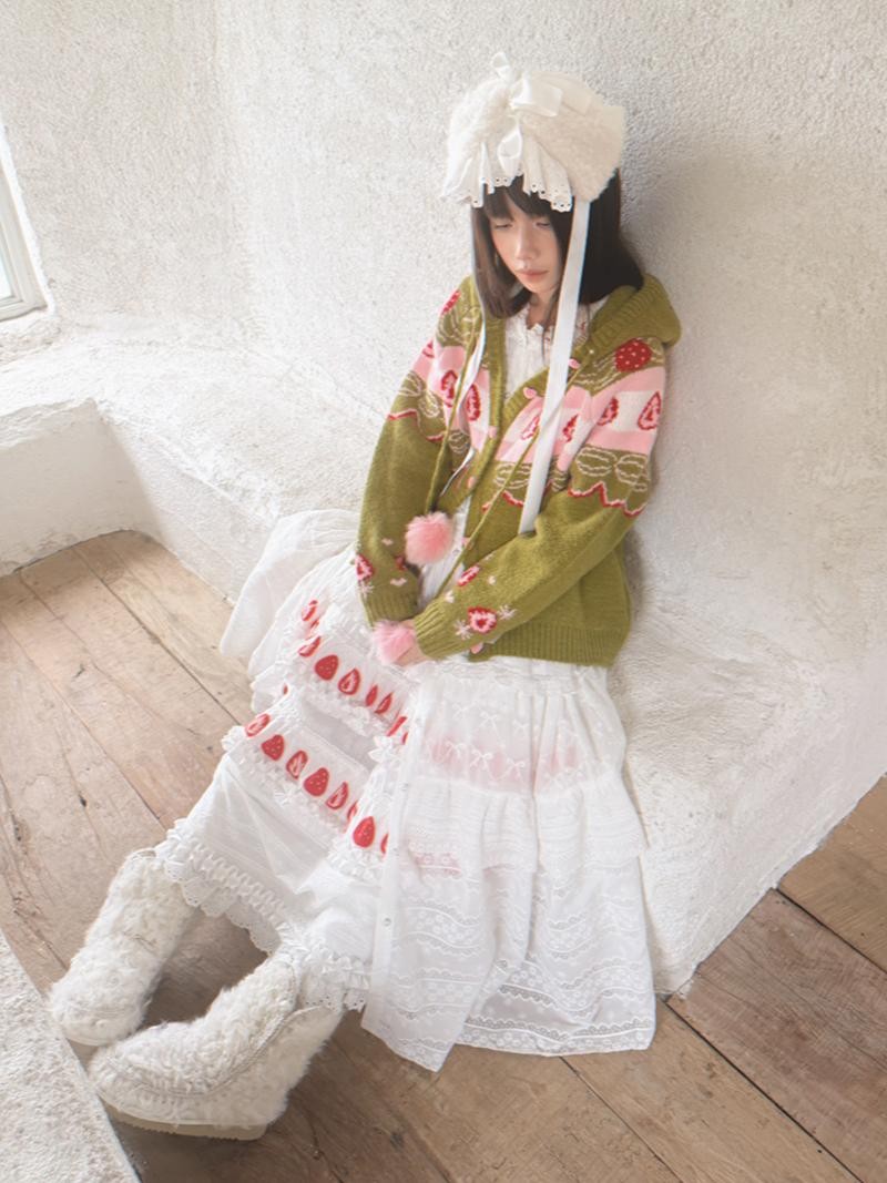 Daytoday Hooded Fair Isle Fruit Jacquard Women&