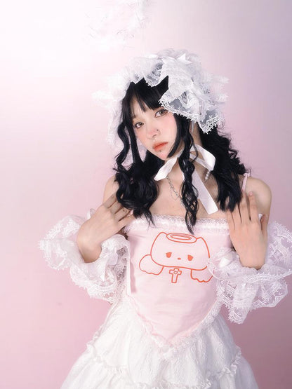 Daytoday Lace Angel Kitty Asymmetrical Cami