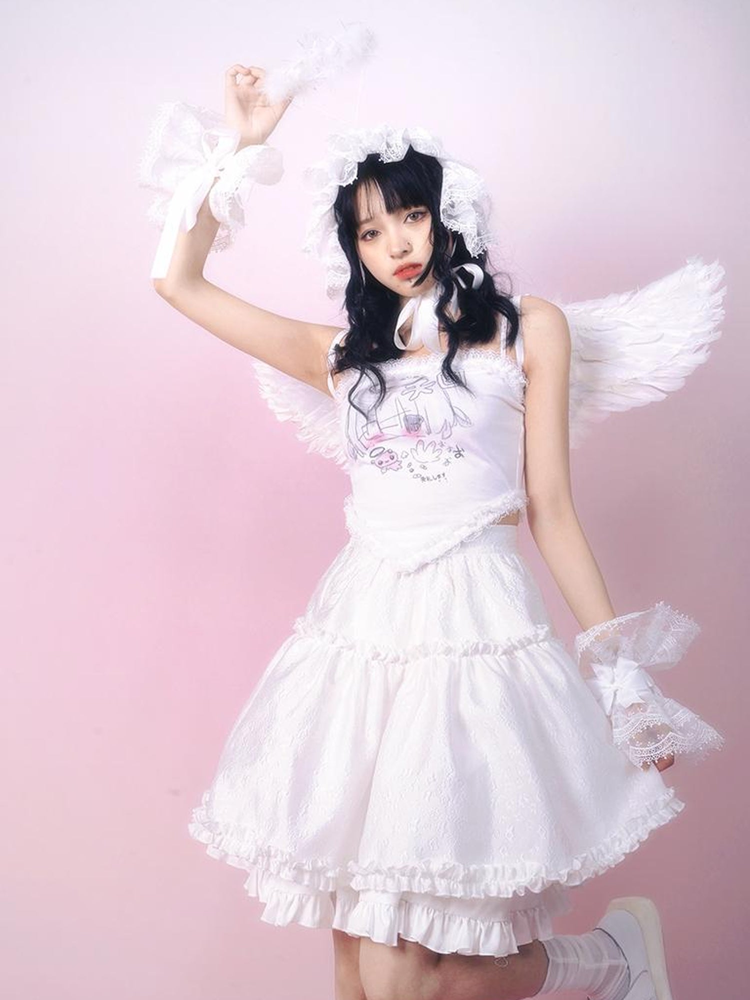 Daytoday Lace Angel Kitty Asymmetrical Cami
