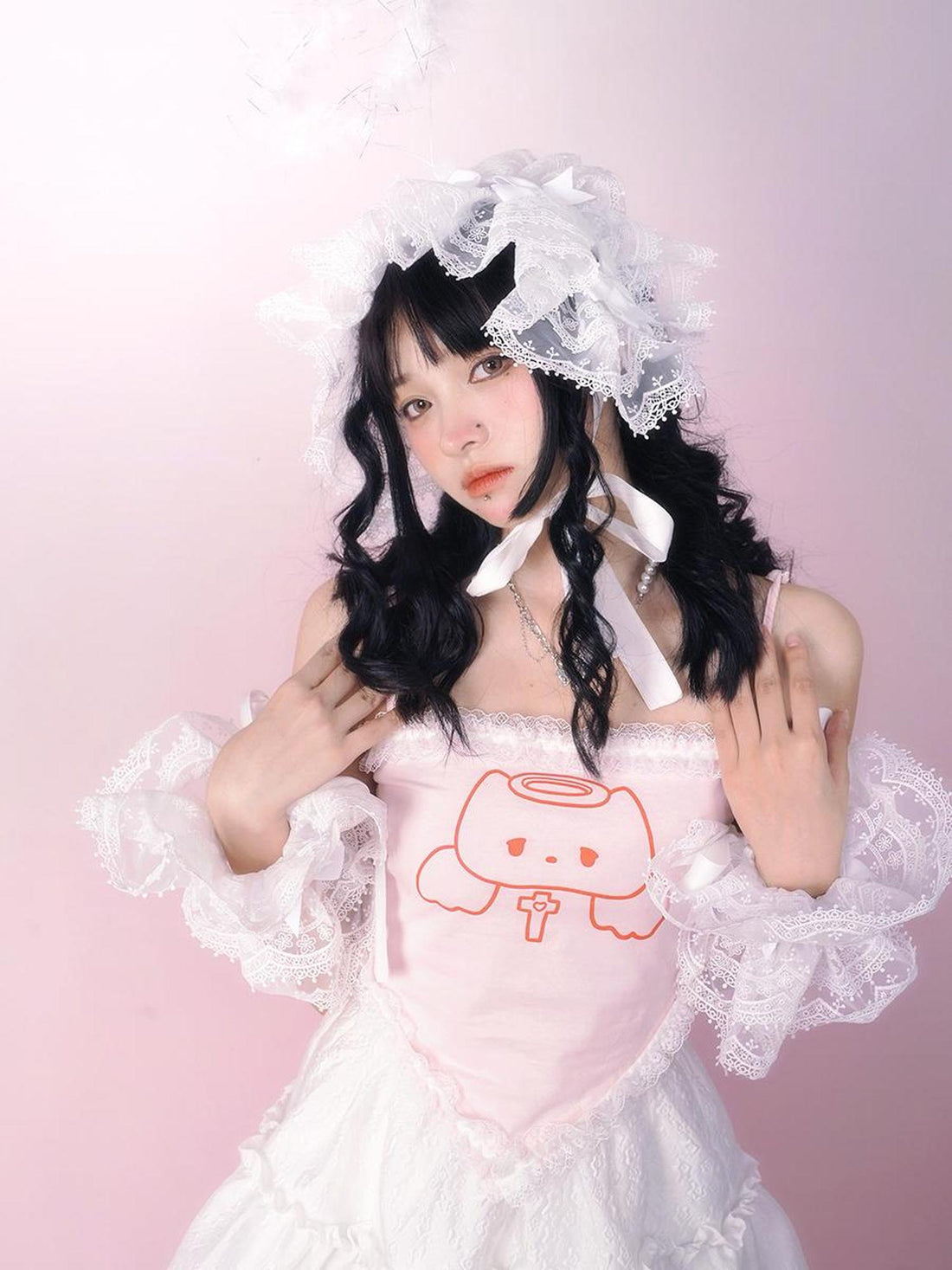 Daytoday Lace Angel Kitty Asymmetrical Cami