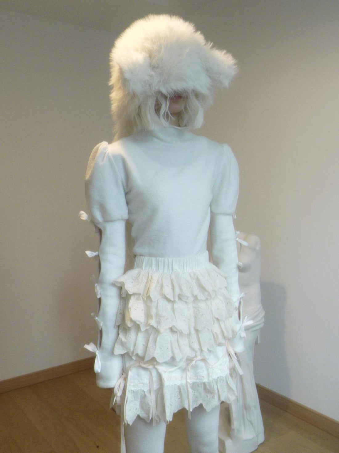 Daytoday Lace Bow Tie Waist Short Skirt With Elastic