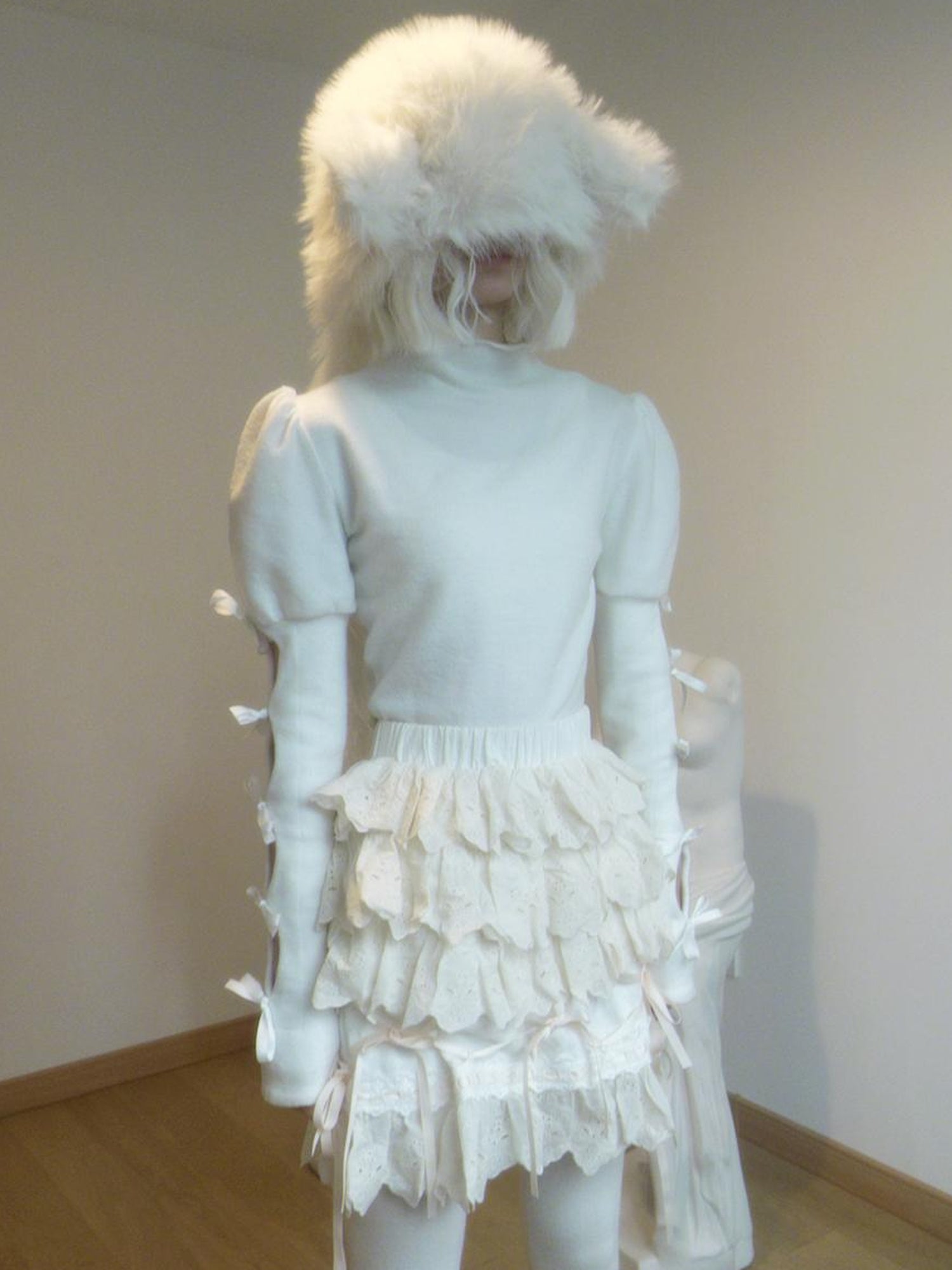 Daytoday Lace Bow Tie Waist Short Skirt With Elastic