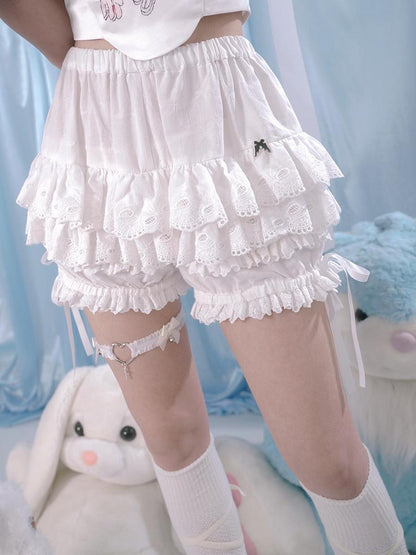 Daytoday Lace Trim Cotton Ballet Shorts With Lining