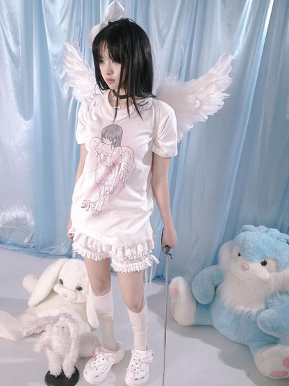 Daytoday Lace Trim Cotton Ballet Shorts With Lining