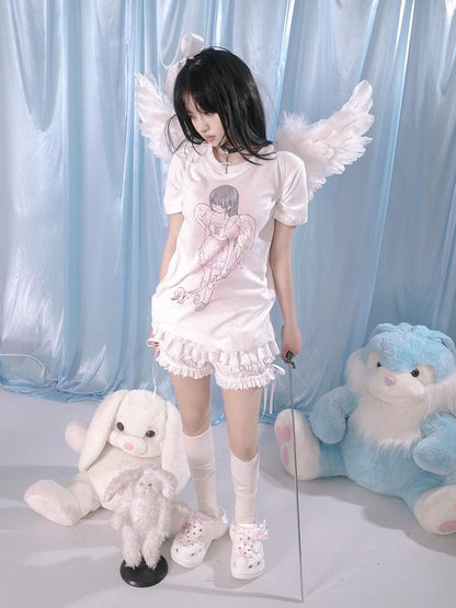 Daytoday Lace Trim Cotton Ballet Shorts With Lining