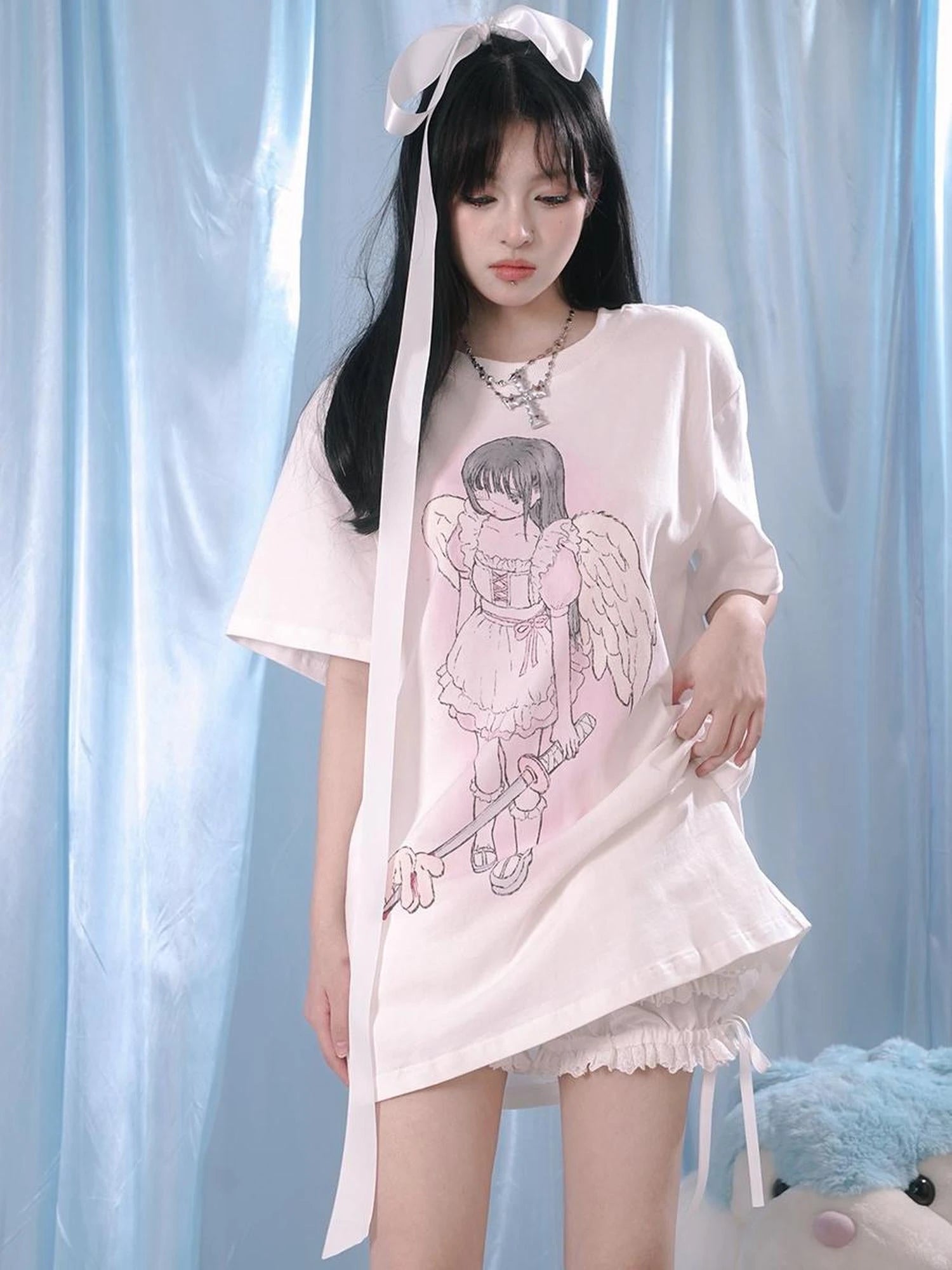 Lace Trim Cotton Ballet Shorts With Lining