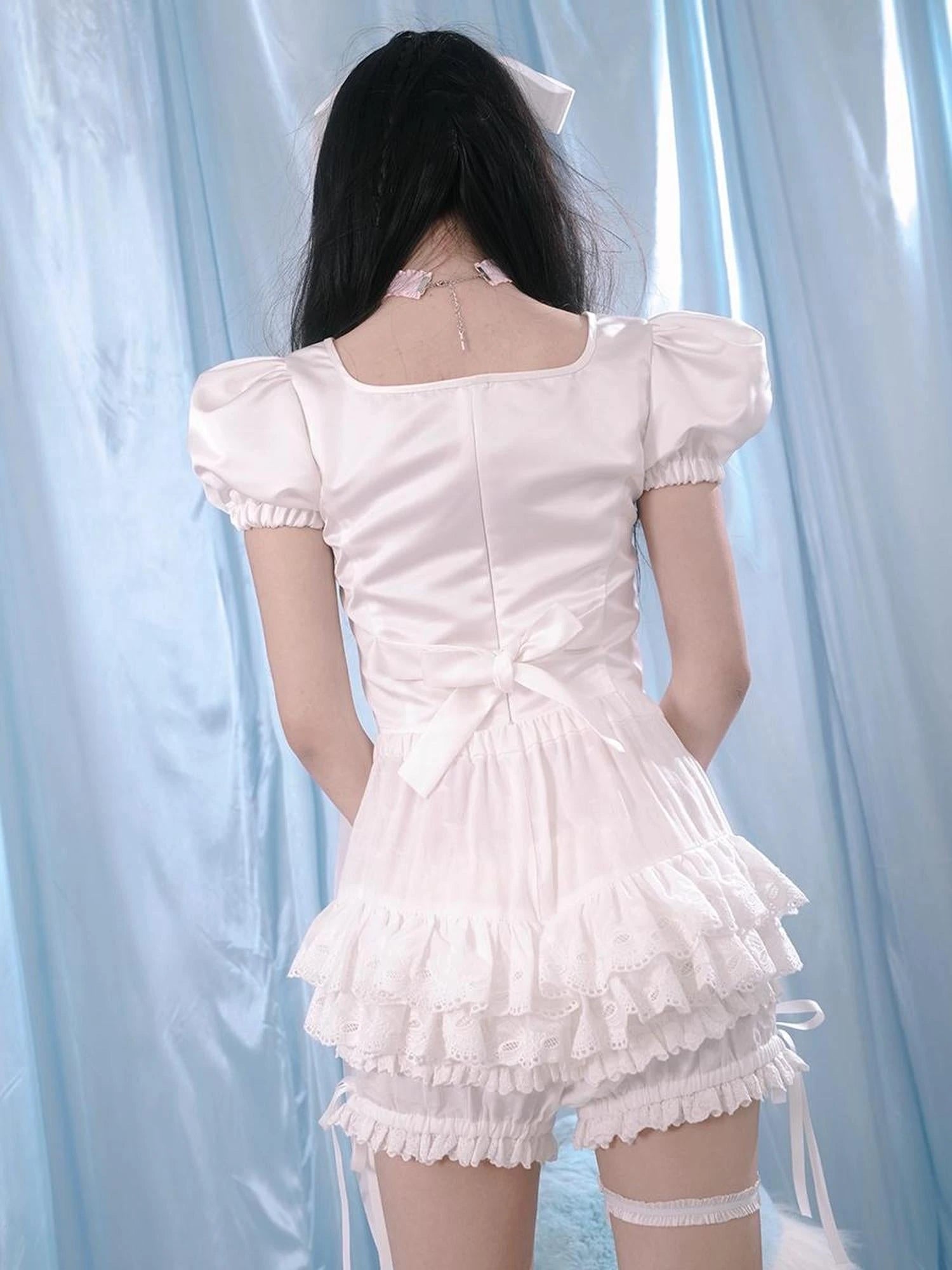 Lace Trim Cotton Ballet Shorts With Lining