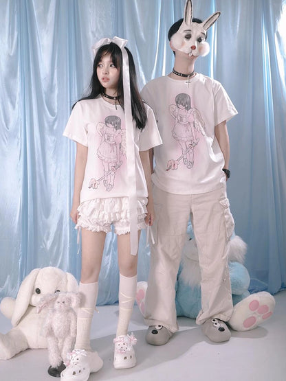 Lace Trim Cotton Ballet Shorts With Lining