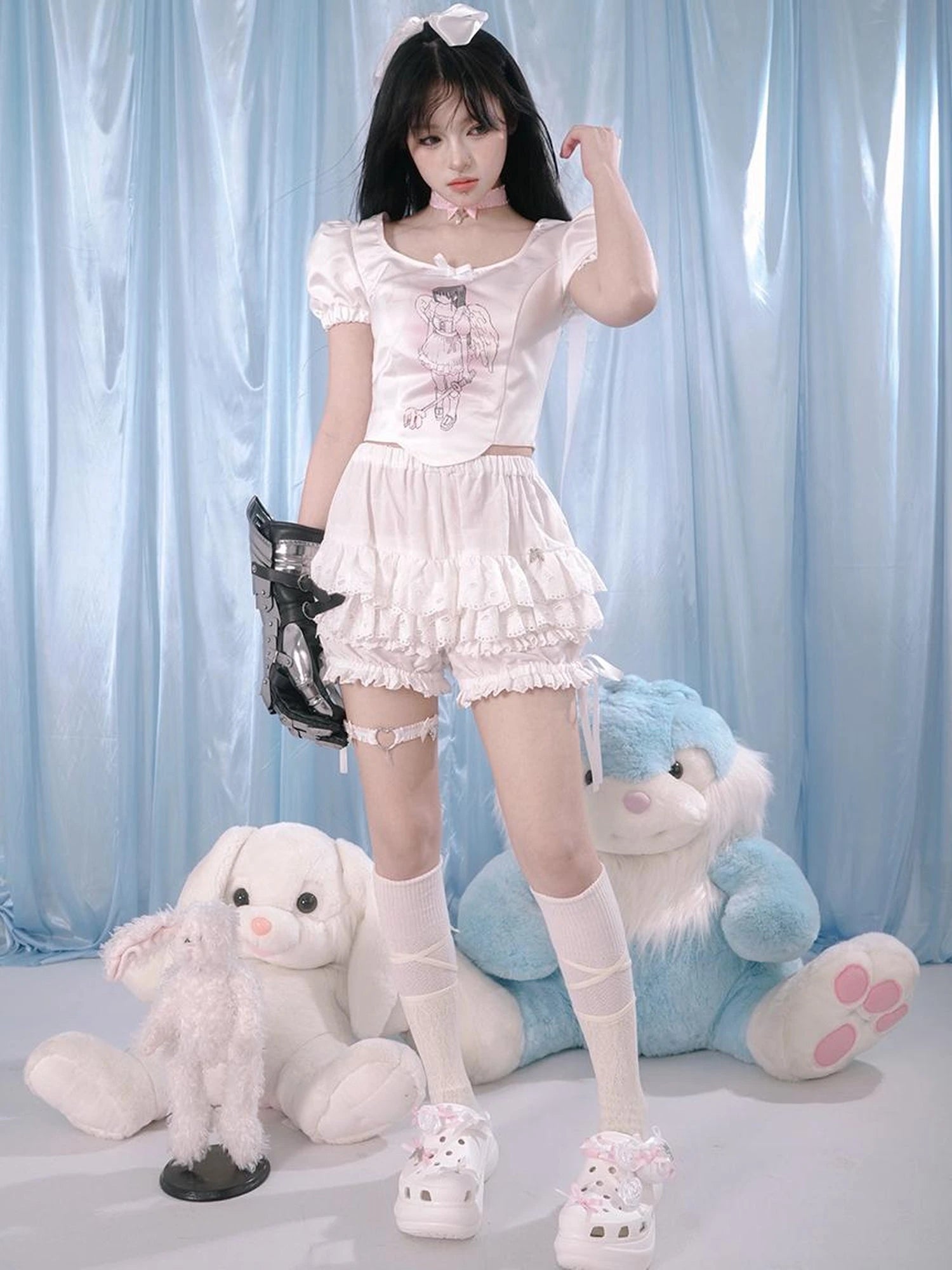 Lace Trim Cotton Ballet Shorts With Lining