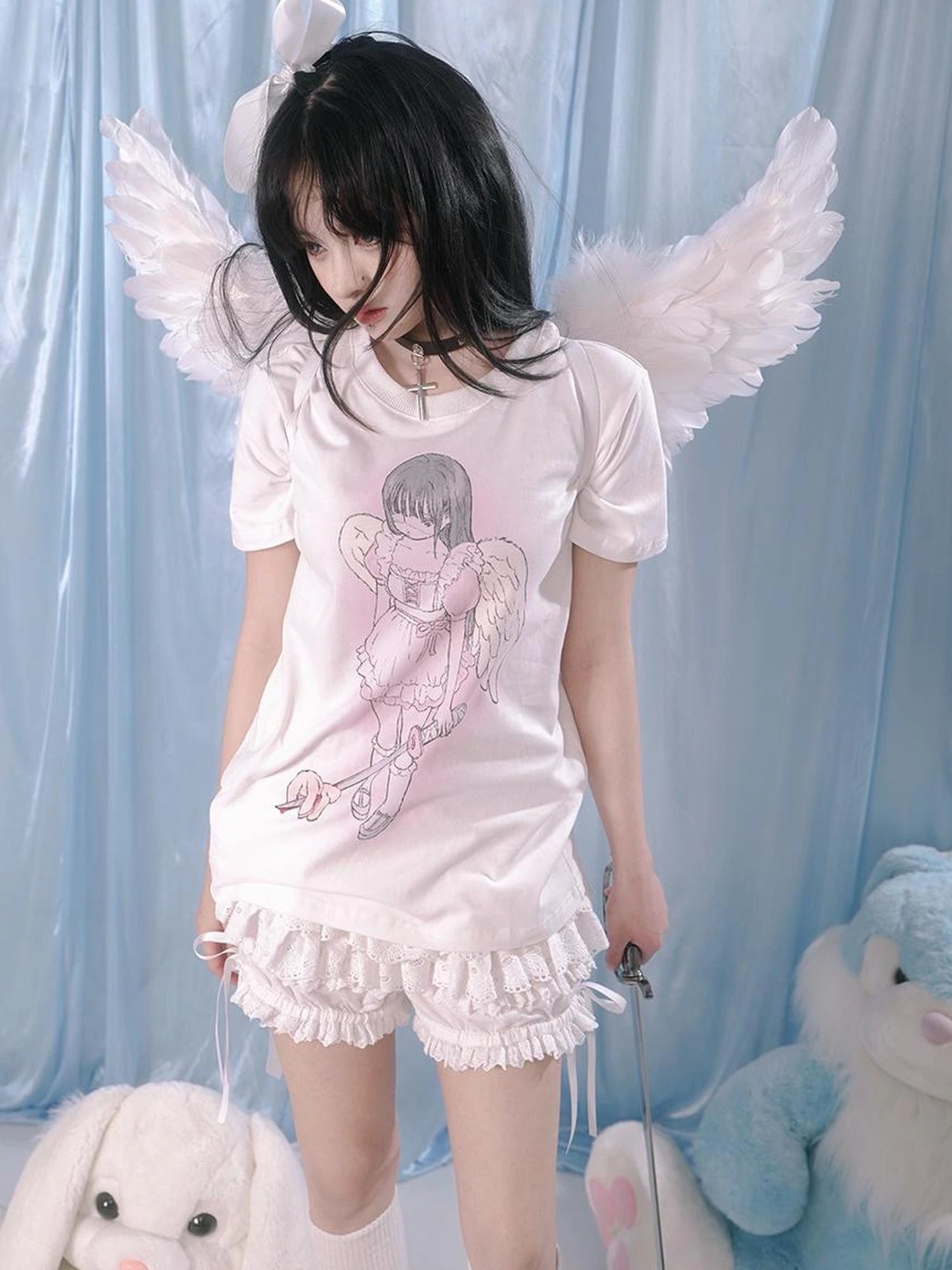 Lace Trim Cotton Ballet Shorts With Lining