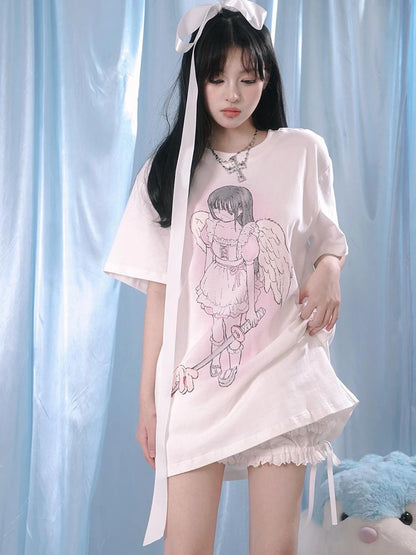 Lace Trim Cotton Ballet Shorts With Lining