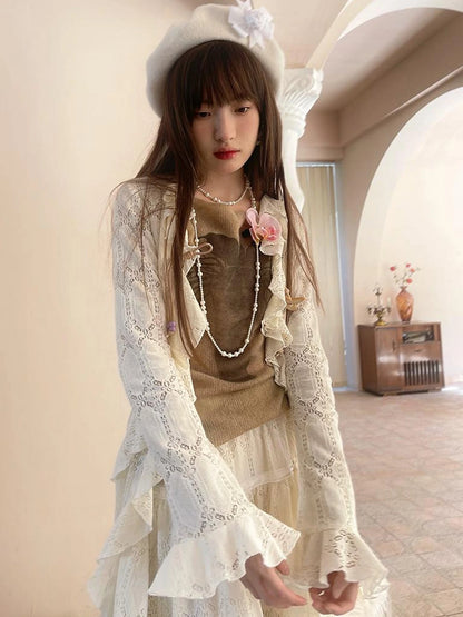 Lace Trimmed Maxi Dress With Asymmetric Hem