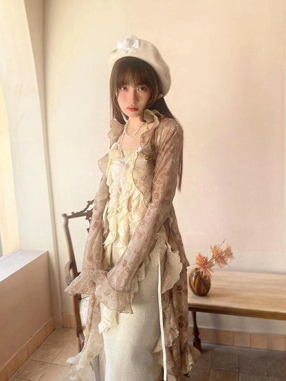 Lace Trimmed Maxi Dress With Asymmetric Hem