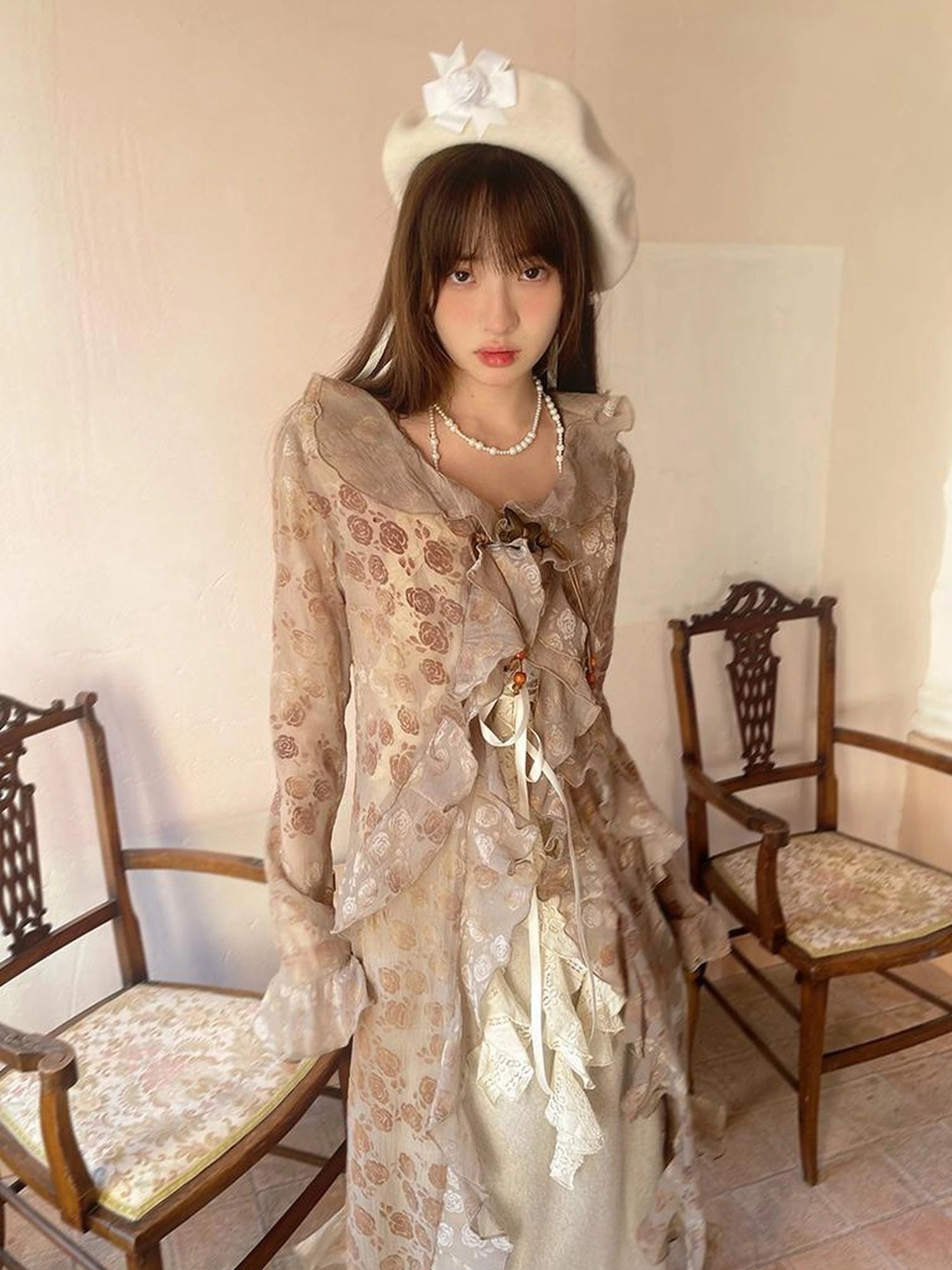 Lace Trimmed Maxi Dress With Asymmetric Hem