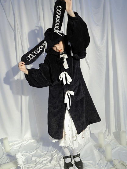 Daytoday Love Fear Rabbit Ear Bow Wool Coat