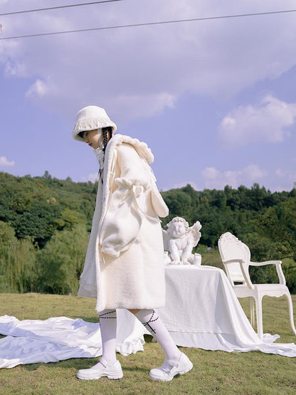 Daytoday Love Fear Rabbit Ear Bow Wool Coat