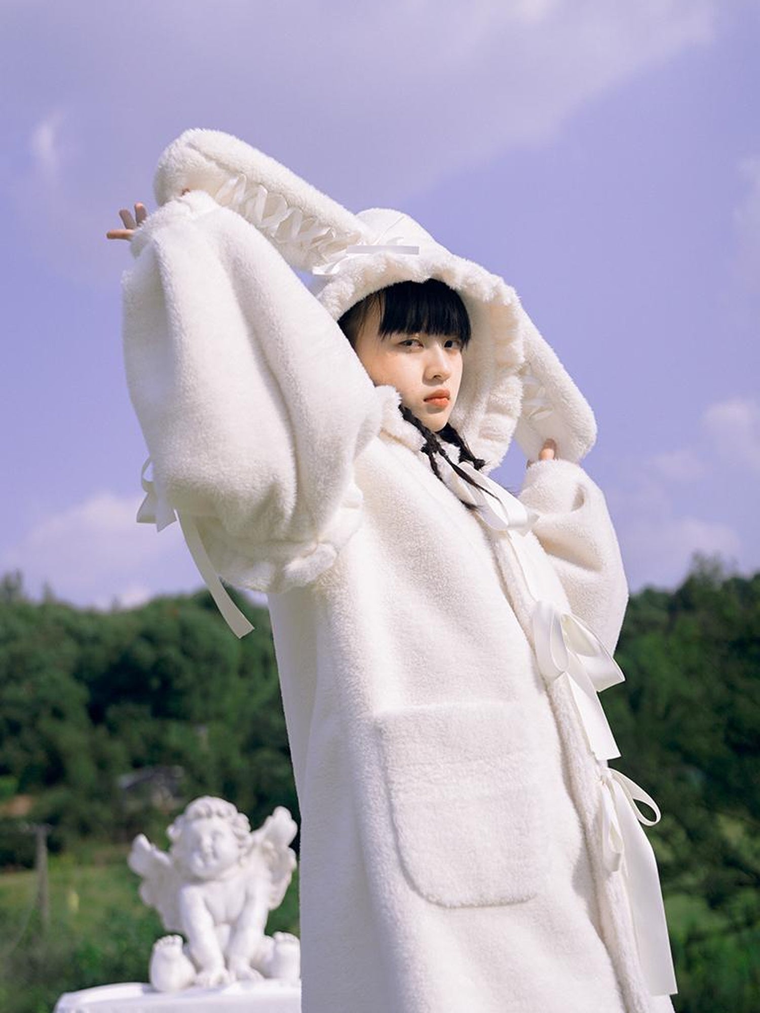 Daytoday Love Fear Rabbit Ear Bow Wool Coat
