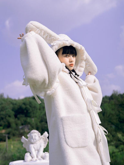 Daytoday Love Fear Rabbit Ear Bow Wool Coat