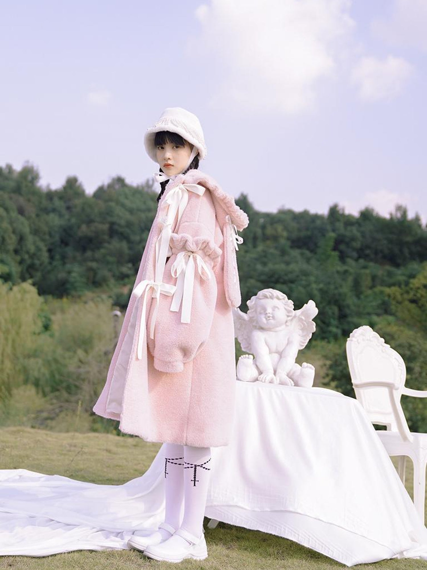 Daytoday Love Fear Rabbit Ear Bow Wool Coat