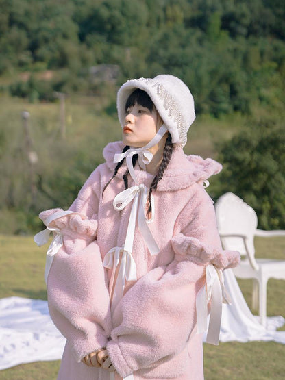 Daytoday Love Fear Rabbit Ear Bow Wool Coat