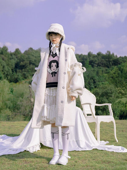 Daytoday Love Fear Rabbit Ear Bow Wool Coat
