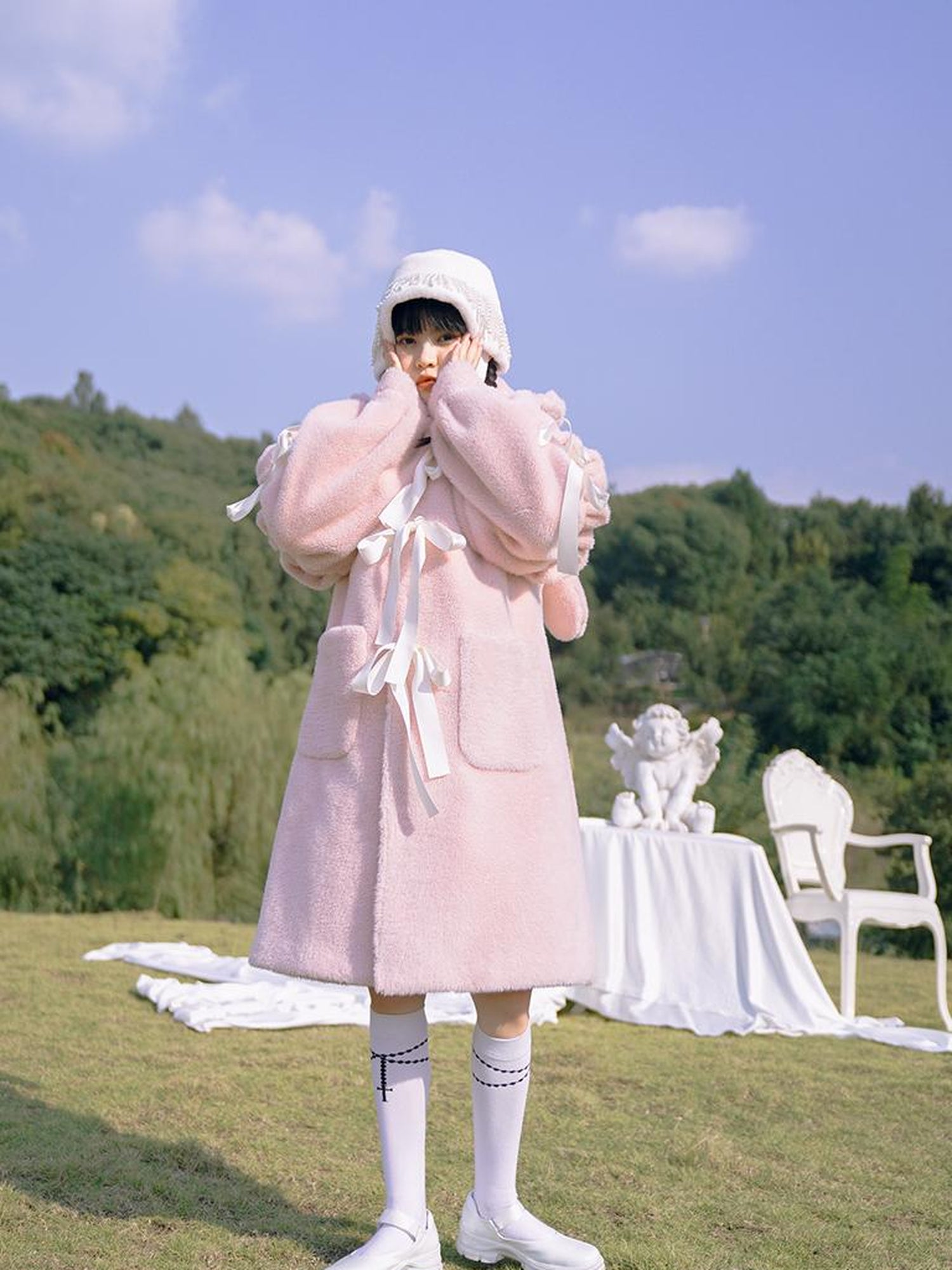 Daytoday Love Fear Rabbit Ear Bow Wool Coat