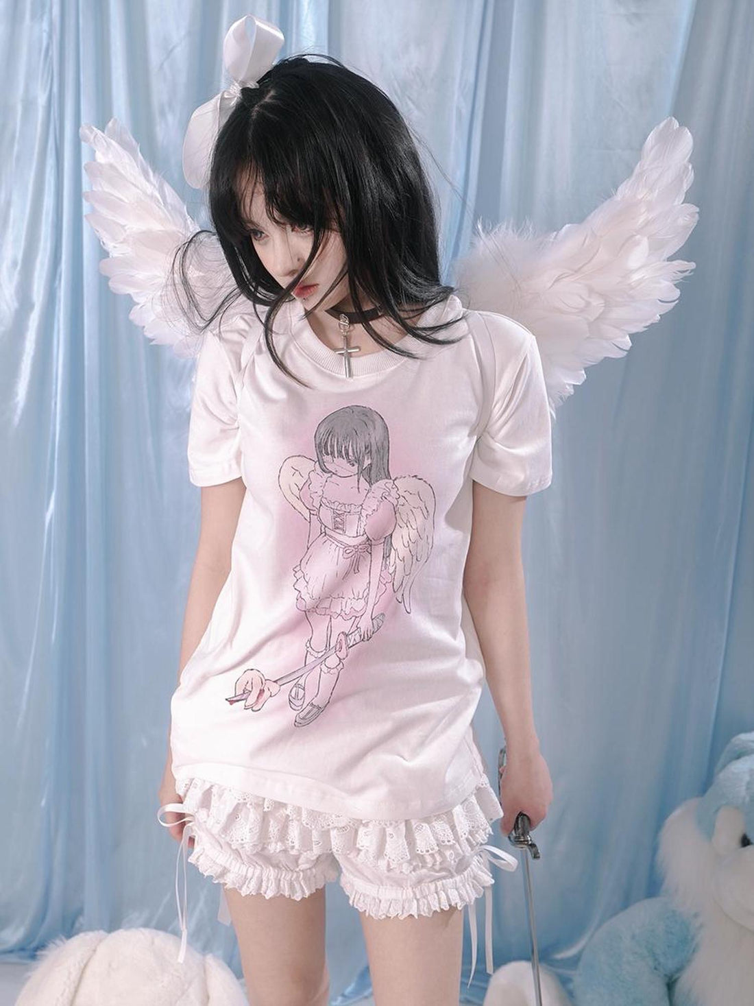 Daytoday Milky Hearts Angel Print T-Shirt