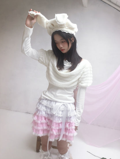 Daytoday_Pink_Gradient_Check_Lace_Layered_Cake_Ruffle_Women&