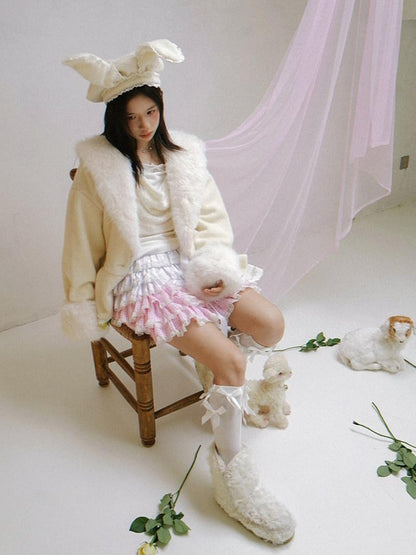 Daytoday Pink Gradient Check Lace Layered Cake Ruffle Women&