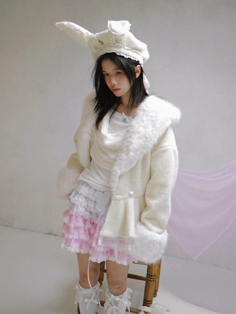 Daytoday Pink Gradient Check Lace Layered Cake Ruffle Women&