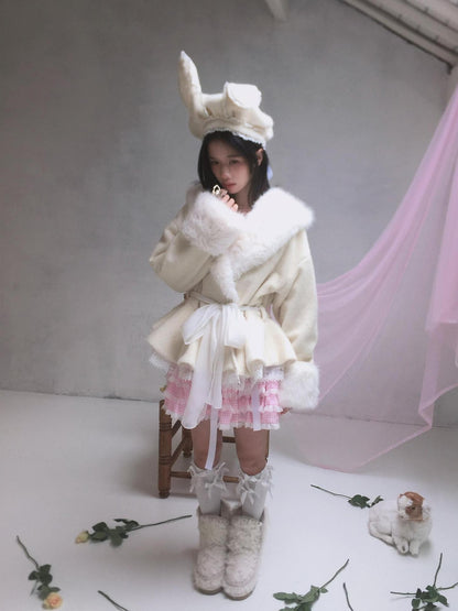 Daytoday Pink Gradient Check Lace Layered Cake Ruffle Women&