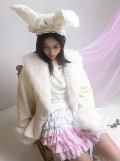 Daytoday Pink Gradient Check Lace Layered Cake Ruffle Women&
