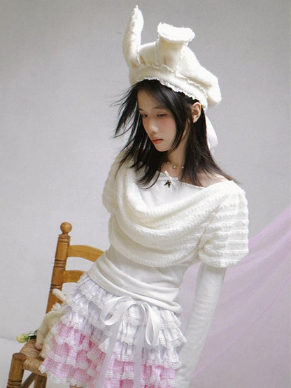 Daytoday Pink Gradient Check Lace Layered Cake Ruffle Women&