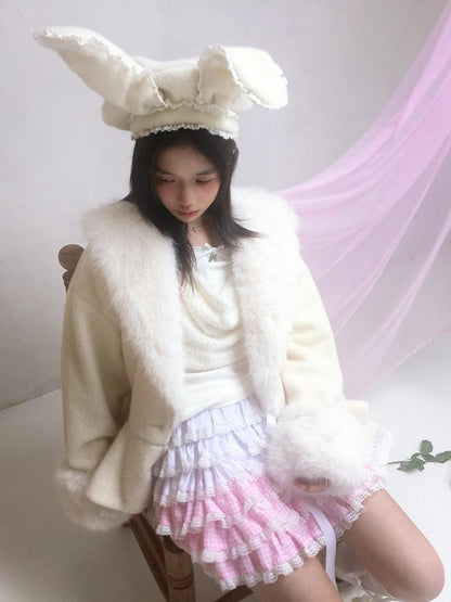 Daytoday Pink Gradient Check Lace Layered Cake Ruffle Women&