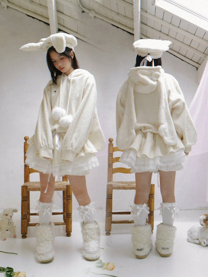 Daytoday_Plush_Angel_Ear_Pompom_Lace_Low_Waist_Hooded_Women&