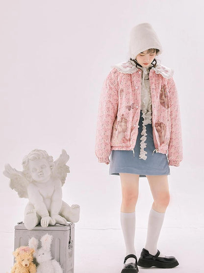 Retro Blue Velvet Padded Winter A Line Skirt