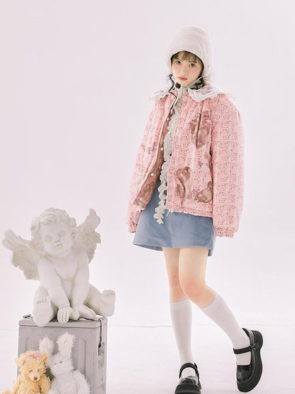Daytoday Retro Blue Velvet Padded Winter A Line Skirt