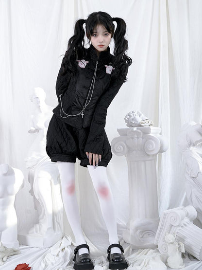 Daytoday Sheep Print Floral Qipao Cotton Coat