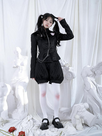 Daytoday Sheep Print Floral Qipao Cotton Coat