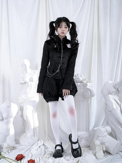 Sheep Print Floral Qipao Cotton Coat