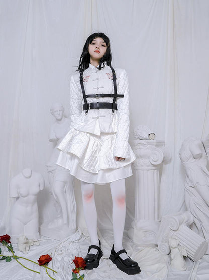 Daytoday Sheep Print Floral Qipao Cotton Coat