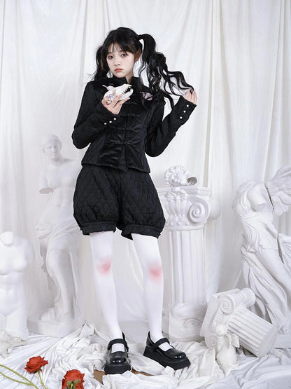 Sheep Print Floral Qipao Cotton Coat